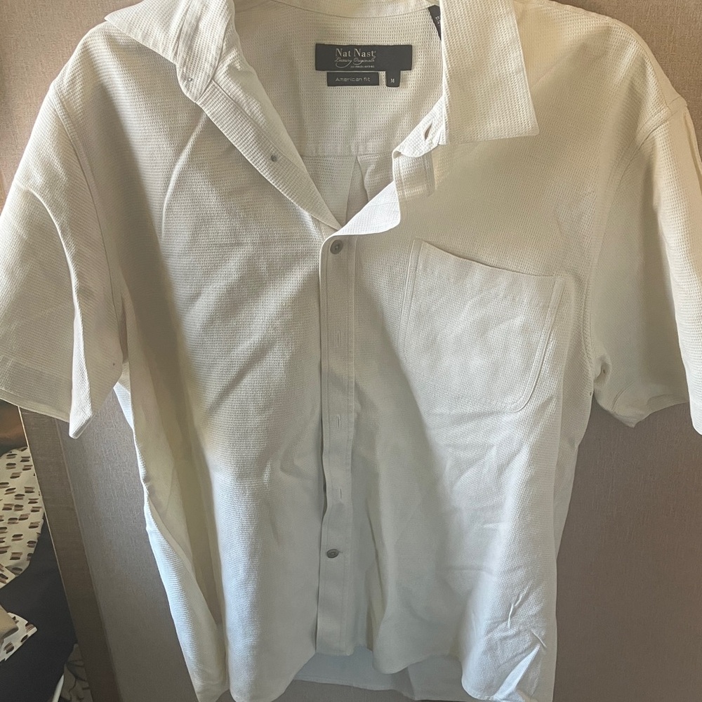 FINAL MARKDOWN Nat Nast Men's Cream Button Down silk blend Shirt medium